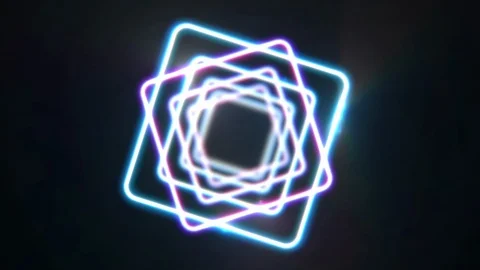 Neon Square Geometry Animation Stock Footage 123335253