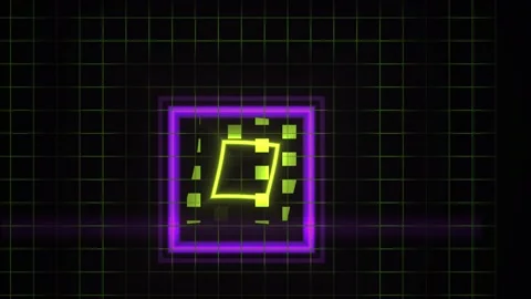 Neon Square Grid Technology Background. Stock Footage 340039442