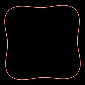 Neon square have rounded corners rectangle shape red color vector illustrat.. Stock Illustration
