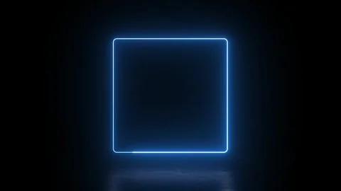 Neon square illuminate frame design loop. Abstract cosmic vibrant color square Vídeo Stock 242514040