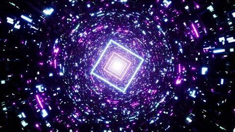 Neon Square Light in the Sci Fi Tunnel Background Loop Stock-Footage 202237563