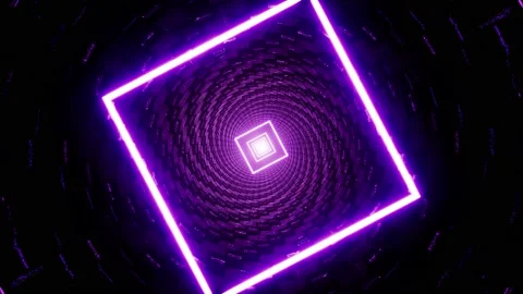 Neon Square Light Spiral Tunnel Stock-Footage 201201873