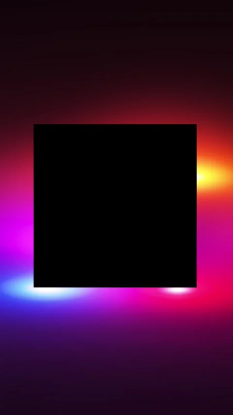 Neon square light template dark central copy space, colorful gradient glow, clea 스톡 동영상 340477232
