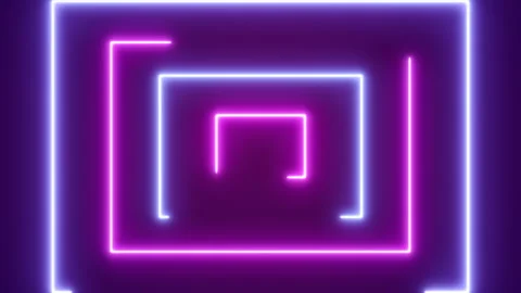 Neon square lines in motion. Looped background Stock Footage 252306385