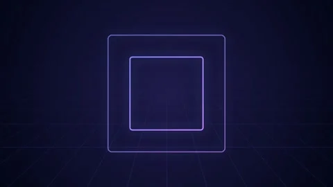 Neon square loading animation glowing in a futuristic digital grid Stock Footage 346332014