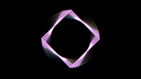Neon square shape frame rotating seamless loop for logo animation background New Stock Footage 112052703