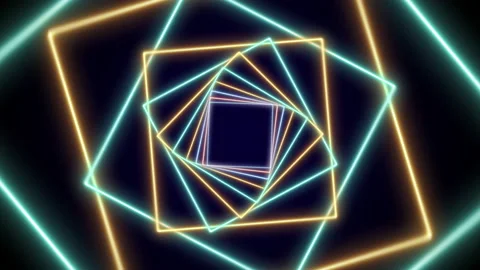 Neon square shaped light structures create a thrilling VJ tunnel. Stock Footage 144909369
