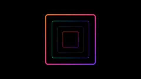 Neon Square Tunnel Glowing Animation Loop Geometric Shapes Vibrant Colors M.. Stock Footage 346433913