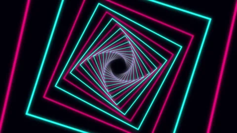 Neon square tunnel motion background loop Stock Footage 344953747