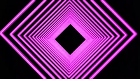 The neon square tunnel moves in a circle. Abstract pink futuristic background. Stock Footage 236569677