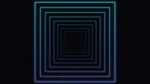 Neon square tunnel zoom effect with blue purple gradient flowing in digital.. 库存影片 343154868