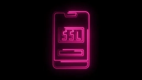 Neon ssl certificate validation displayed on mobile phone security digital .. Stock Footage 314536335