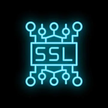 Neon ssl icon representing secure socket layer encryption Illustrazione stock