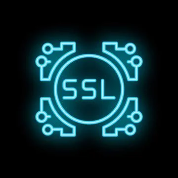 Neon ssl icon representing secure sockets layer encryption Stock Illustration