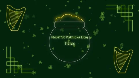 Neon St Patricks Day Titles Stock After Effects
