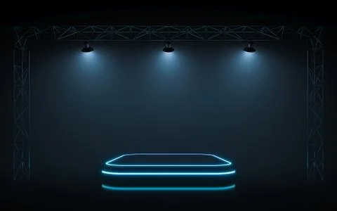 Neon stage with spotlight background. 3d rendering Stock Illustration