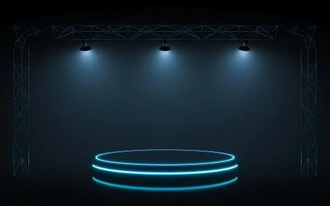 Neon stage with spotlight background. 3d rendering Stock Illustration