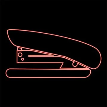 Neon stapler red color vector illustration flat style image Stock Illustration