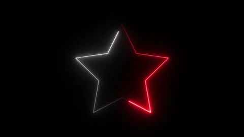 Neon star Border animation ,glowing neon frame. Black background 4k animation Stock Footage 320031324