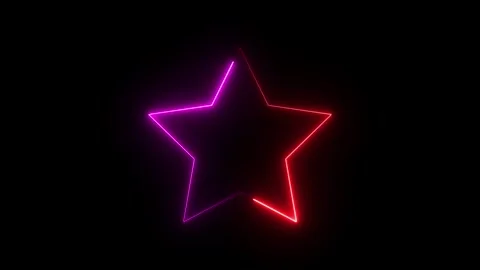 Neon star Border animation ,glowing neon frame. Black background 4k animation Stock Footage 320031325