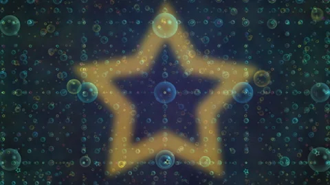 Neon Star Bubbles Sparkling Particles Motion Background Stock-Footage 335200055