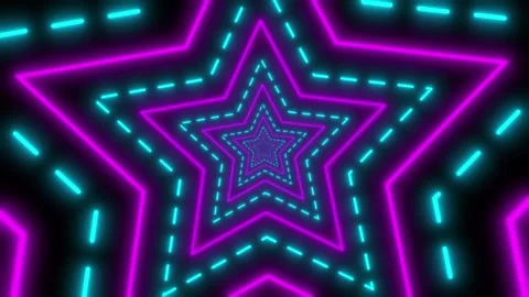 Neon star loop infinity background animated small neon star growing bigger .. Stock Footage 311458829