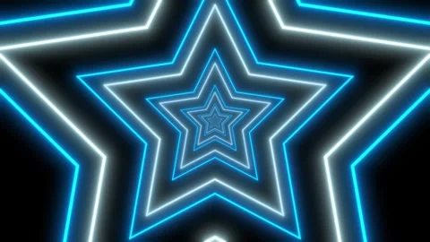 Neon star loop infinity background animated small neon star growing bigger .. Stock Footage 311459153