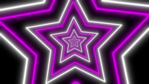 Neon star loop infinity background animated small neon star growing bigger .. Stock Footage 311459281