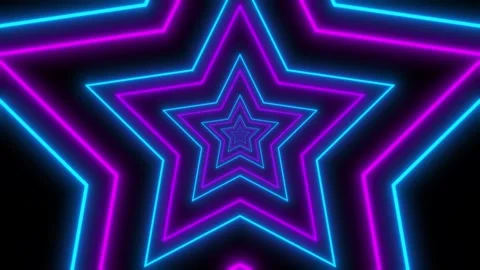 Neon star loop infinity background animated small neon star growing bigger .. Stock Footage 311459321