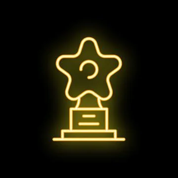 Neon star trophy shining on black background Stock Illustration