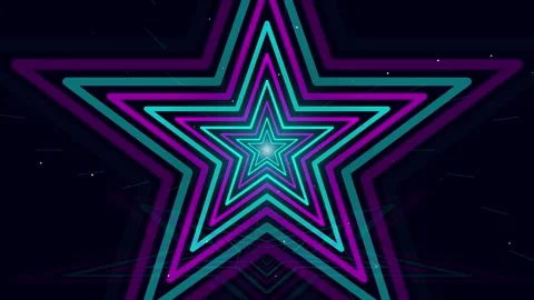 Neon Star Tunnel Loop Animation Stock Footage 345729802