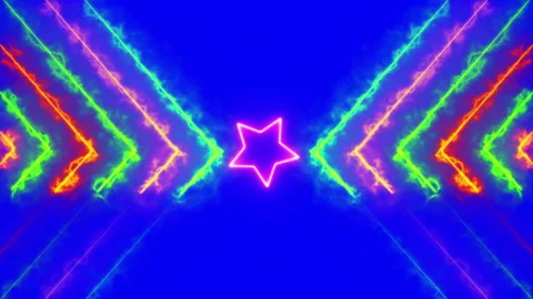 Neon Star VJ Loop Retro Motion Graphics Background with Flashing Geometric S 库存影片 333510691