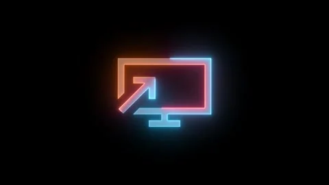 Neon start presenting icon brown cyan color glowing animated black backgroun Stock Footage 273782521