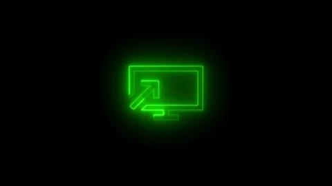 Neon start presenting icon glowing black background animation Stock Footage 289637873
