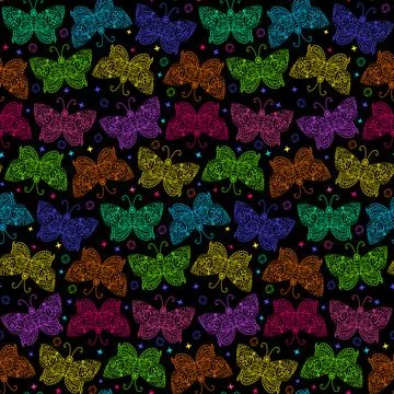 Neon Steampunk Butterfly Seamless Pattern Illustrazione stock