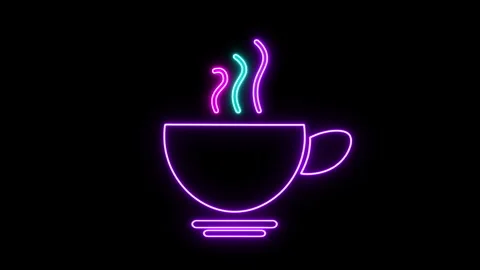 NEON STEAMY COFFEE CUP Stock Footage 252284690