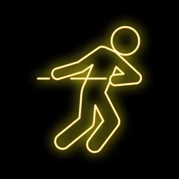 Neon stick figure pulling a glowing rope 스톡 일러스트