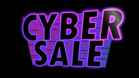 Neon sticker glowing text cyber sale loop rotation Stock Footage 154594085