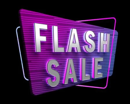Neon sticker glowing text flash sale Stock Illustration