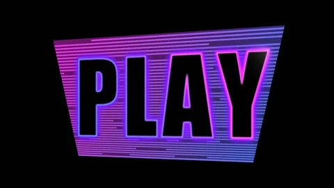 Neon sticker glowing text play loop rotation Stock Footage 154466855