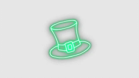 Neon sticker of green hat . Alpha channel transparency. Video stock 297789208