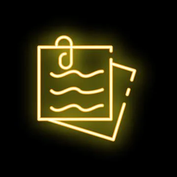Neon sticky notes attached with paperclip on black background Stock Illustration