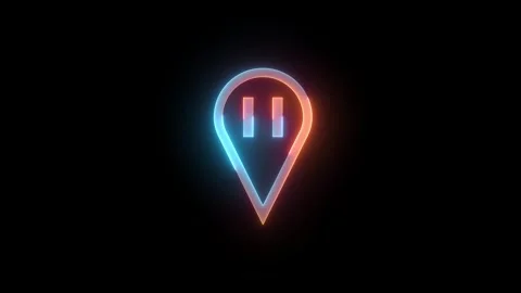 Neon stop point icon brown cyan color glowing animation black background Stock Footage 269049167
