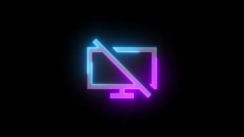 Neon stop presenting icon cyan purple color glowing animated black backgroun Stock Footage 273782536