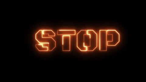 Neon Stop Sign: A Glowing Command Stock Footage 309382720