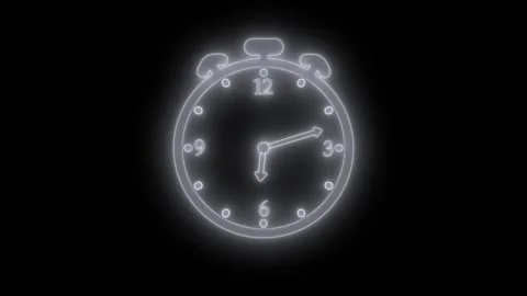 Neon Stopwatch Counting Time Animation, Glowing Neon Minimal Flat Stopwatch.. Stock Footage 307878342