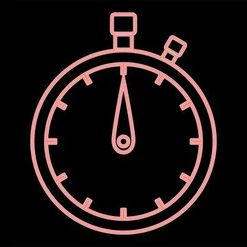 Neon the stopwatch the red color vector illustration flat style image Stock Illustration