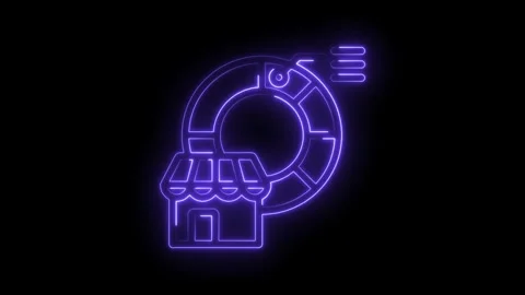 Neon store with chart symbol business data marketing analysis growth glowing Stock Footage 346004121