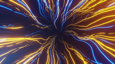 Neon strands of neurons. Artificial intelligence and machine learning concept Stock Illustration