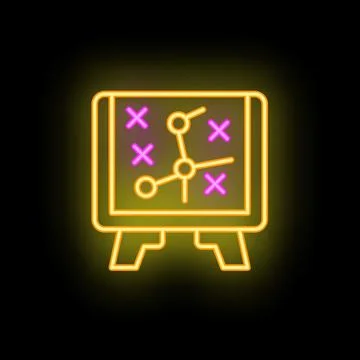 Neon strategy board showing connected points and highlighting key locations Stock Illustration